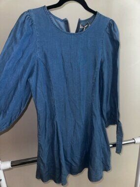 ZARA NWT Denim Mini Dress Size S – Puff Sleeve Casual Chic